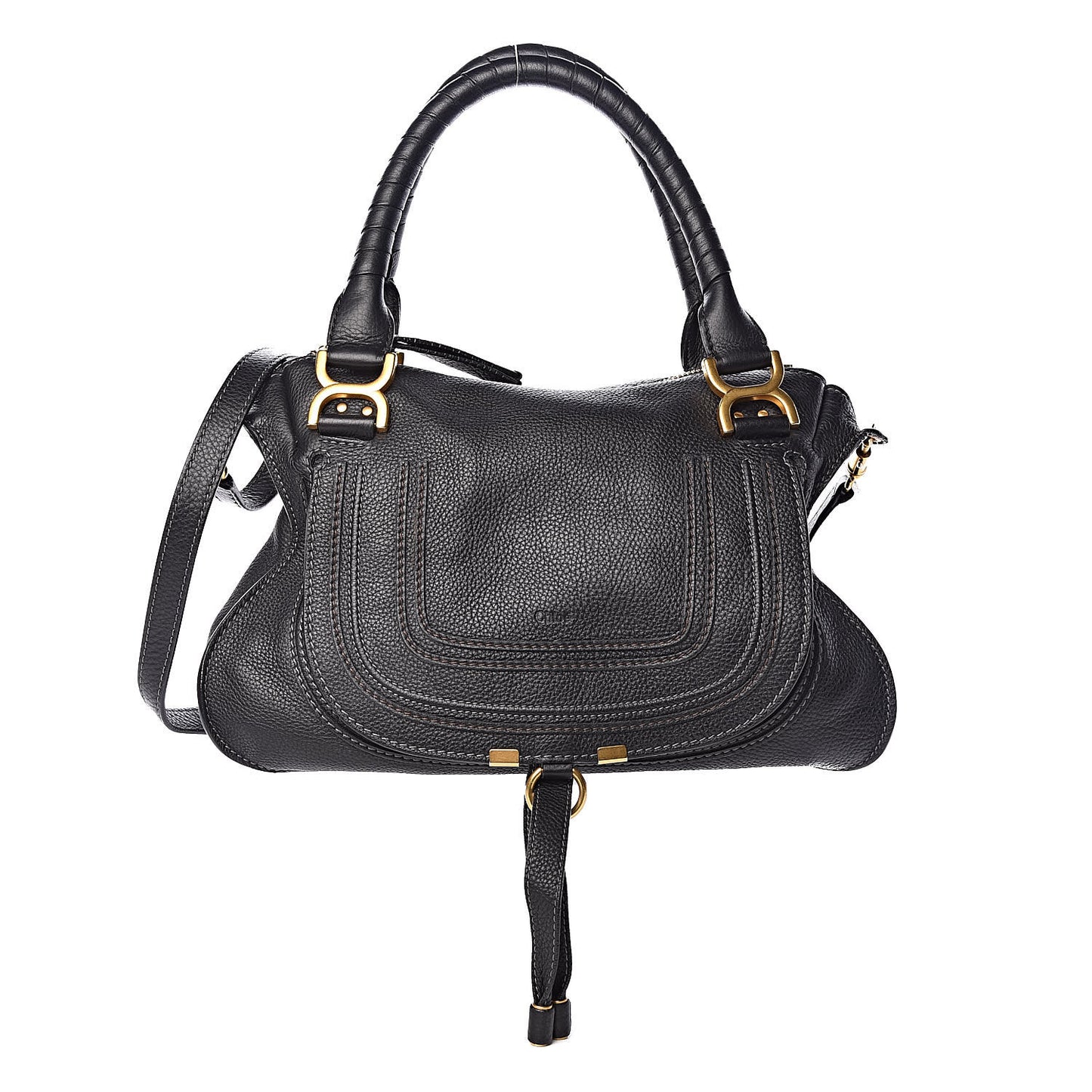 Calfskin Medium Marcie Satchel Black