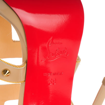 Christian Louboutin Jazz Calfskin Sexystrapi 120 Spiked Sandals 39 Beige Gold 6 of 7