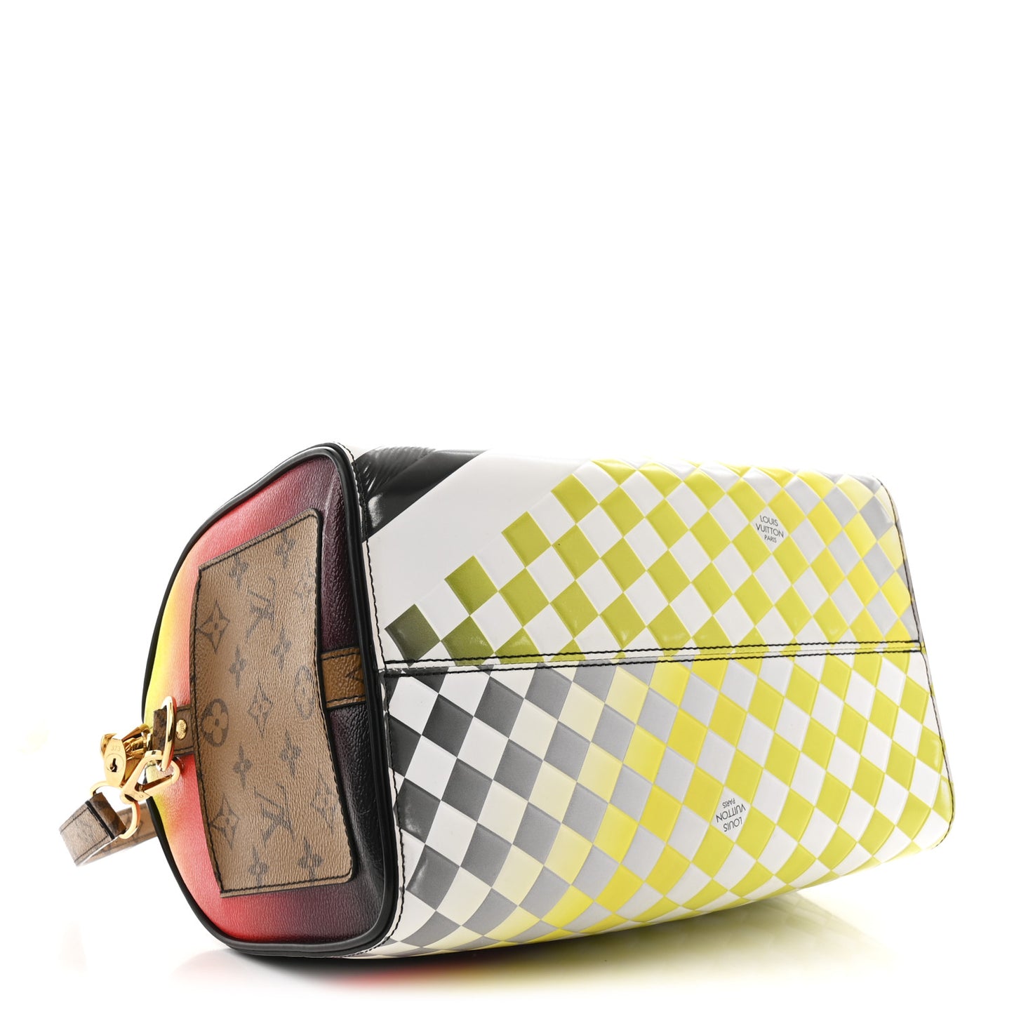 Epi Reverse Monogram Damier Race Speedy Bandouliere 30 Black Yellow