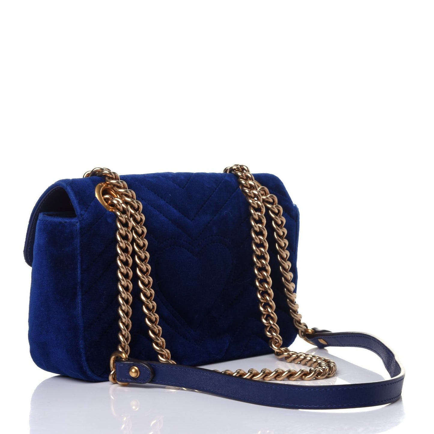 Velvet Matelasse Mini GG Marmont Shoulder Bag Cobalt Blue