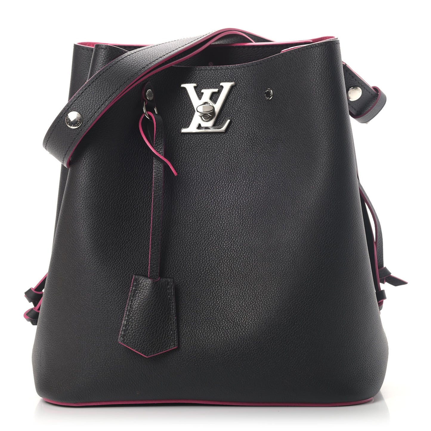 Calfskin Lockme Bucket Black