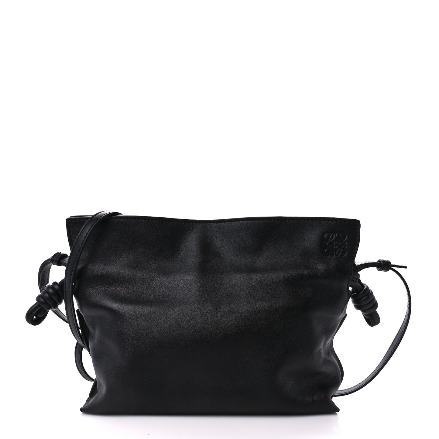 Calfskin Mini Flamenco Knot Clutch Black