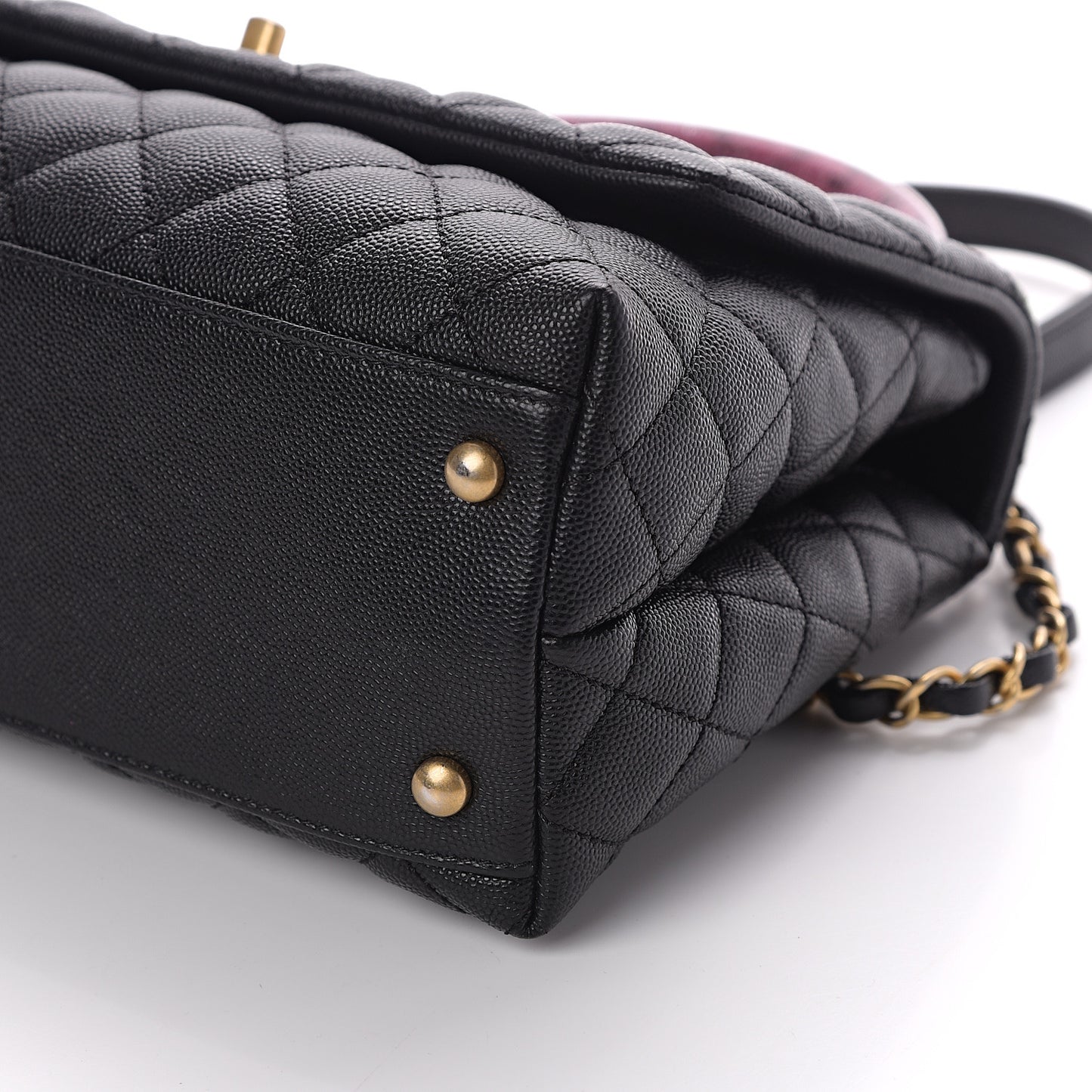 Caviar Elaphe Quilted Small Coco Handle Flap Black