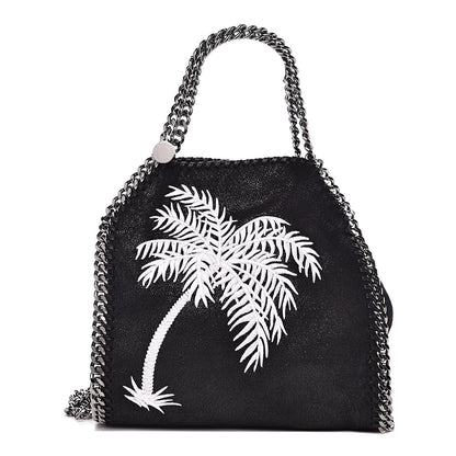 Stella McCartney Shaggy Deer Embroidered Palm Tree Mini Falabella Tote Black 1 of 10