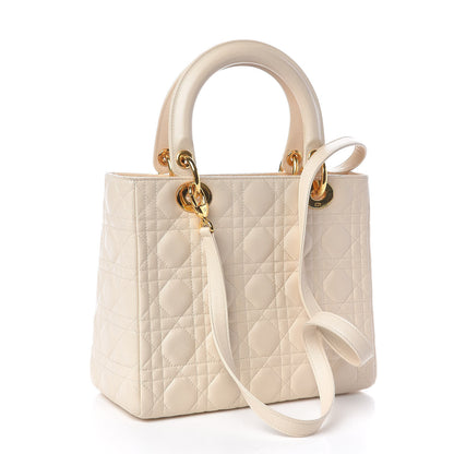 Christian Dior Lambskin Cannage Medium Lady Dior Light Beige 3 of 18