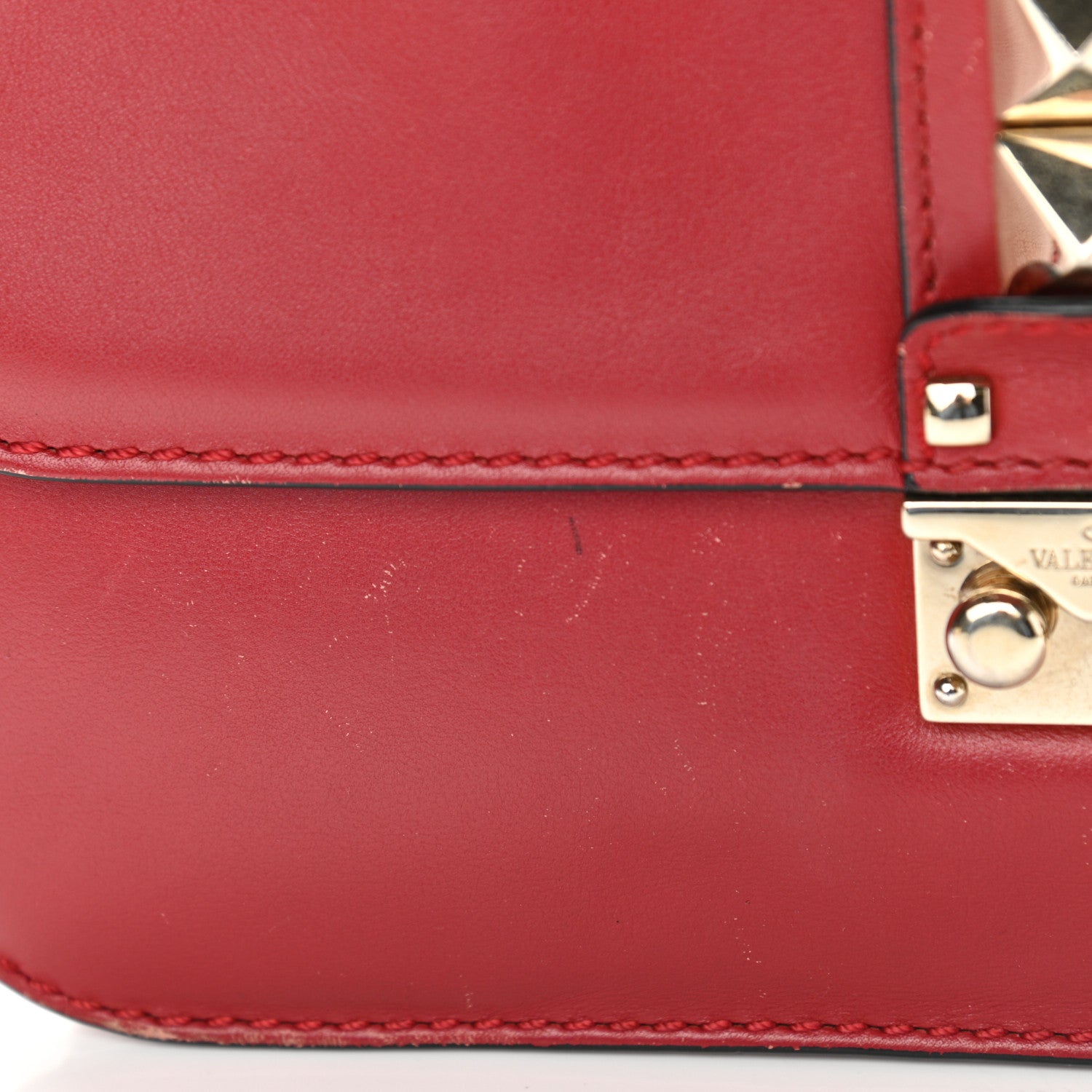 Valentino Garavani Vitello Medium Glam Lock Rockstud Flap Red 15 of 20