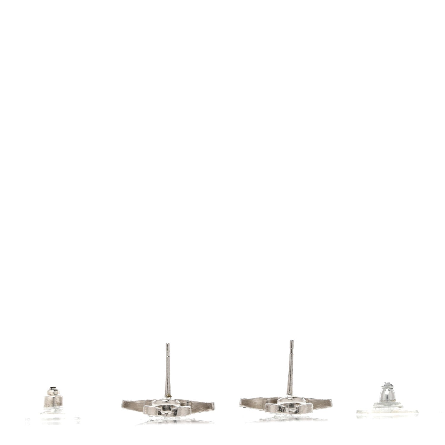 Chanel Crystal CC Anchor Earrings Silver 3 of 5