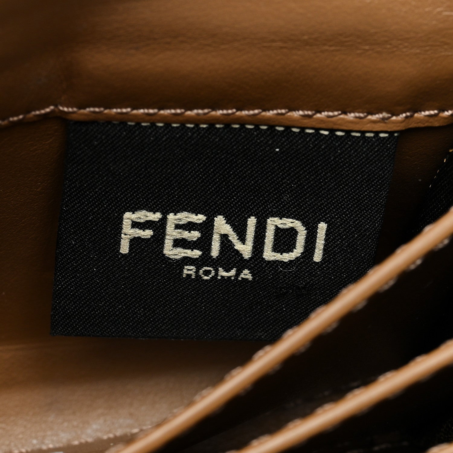 Fendi Fabric Jacquard FF 1974 Flap Card Holder Tobacco Moro 6 of 7