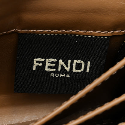 Fendi Fabric Jacquard FF 1974 Flap Card Holder Tobacco Moro 6 of 7