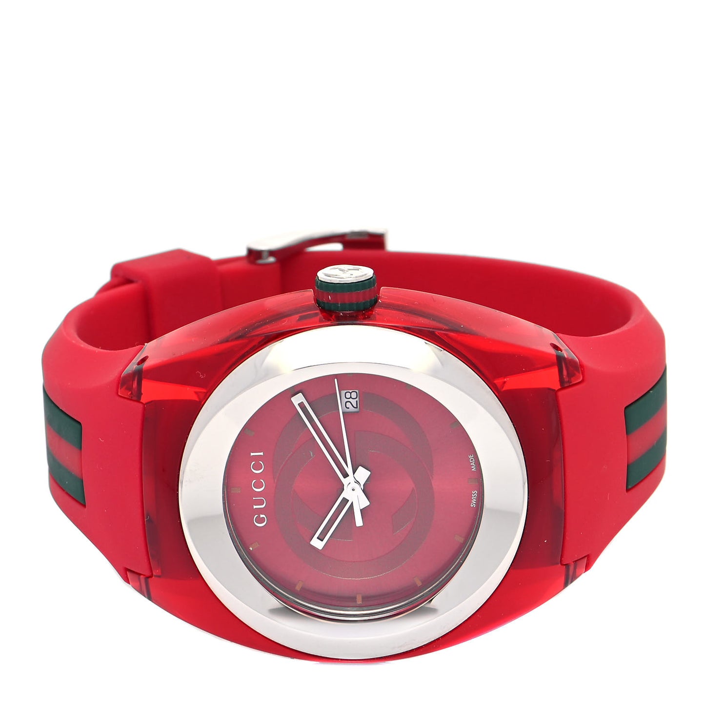 Stainless Steel Rubber 46mm Sync Web Quartz Watch Red