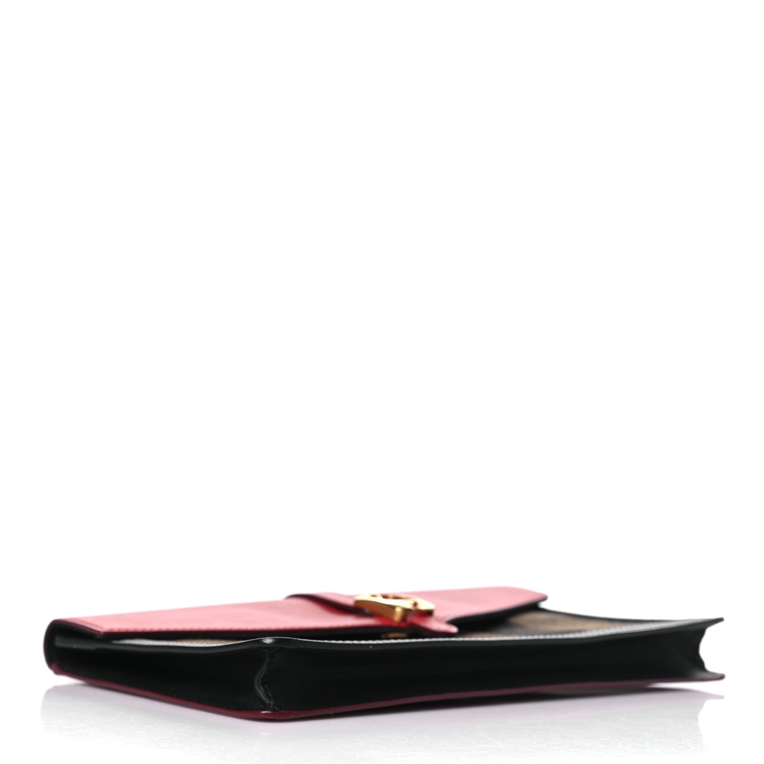 Fendi Pequin Vitello Large Chameleon Envelope Clutch Tobacco Rosso 4 of 12