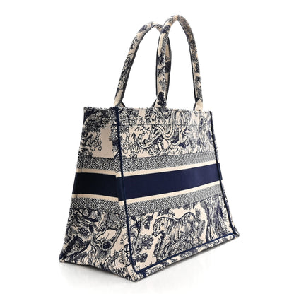 Christian Dior Canvas Embroidered Medium Dioriviera Toile De Jouy Book Tote Blue 3 of 13