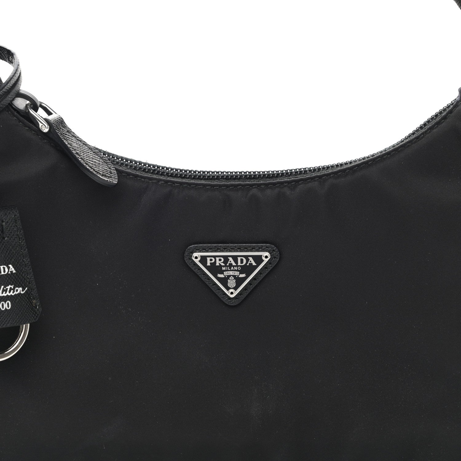 Prada Tessuto Nylon Mini Re-Edition 2000 Bag Black 8 of 10