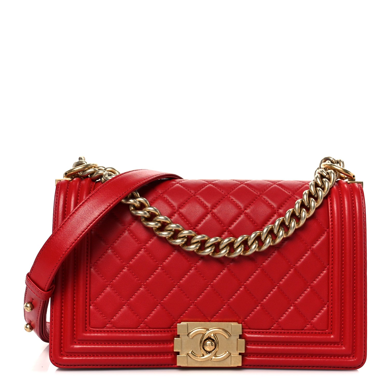 Chanel Lambskin Quilted Medium Boy Flap Red 1 of 10