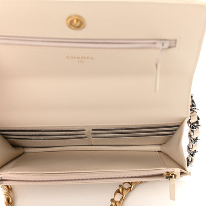 Chanel Goatskin Quilted Chanel 19 Wallet On Chain WOC Light Beige 4 of 9