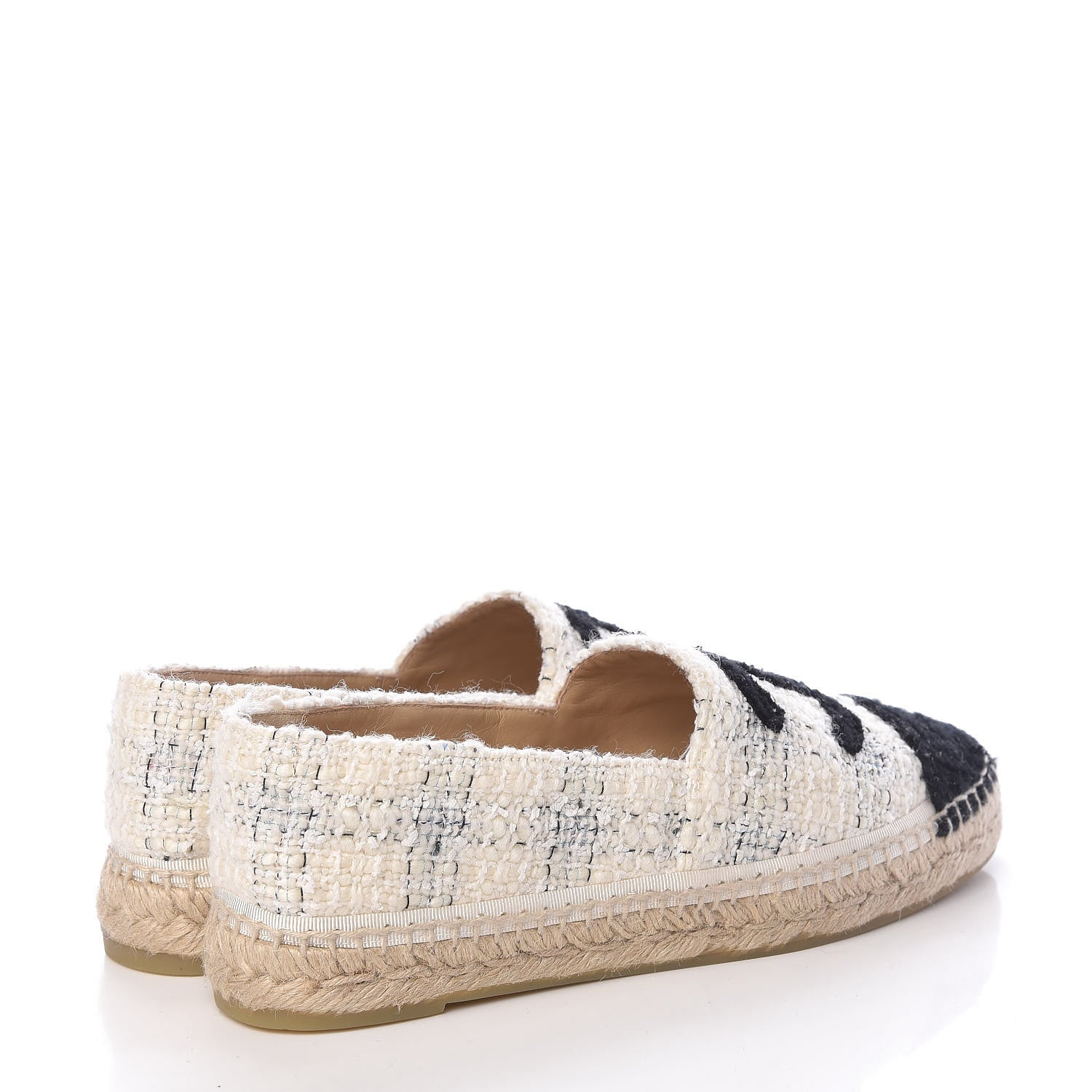 Chanel Tweed CC Espadrilles 41 Ecru White Blue Black 4 of 10