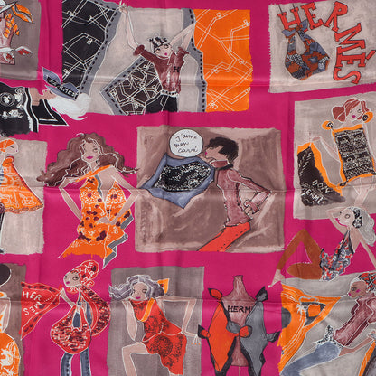 Hermes Silk J'aime Mon Carre Scarf 70 Rose Indien Marron Glace Orange 1 of 5