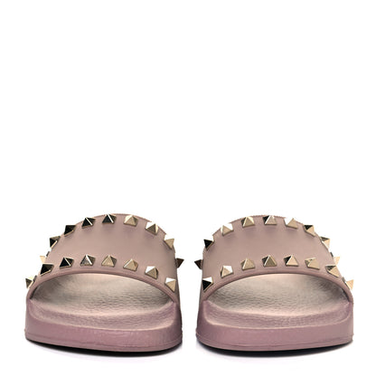 Valentino Garavani Rubber Rockstud Slide Sandals 35 Poudre 2 of 6