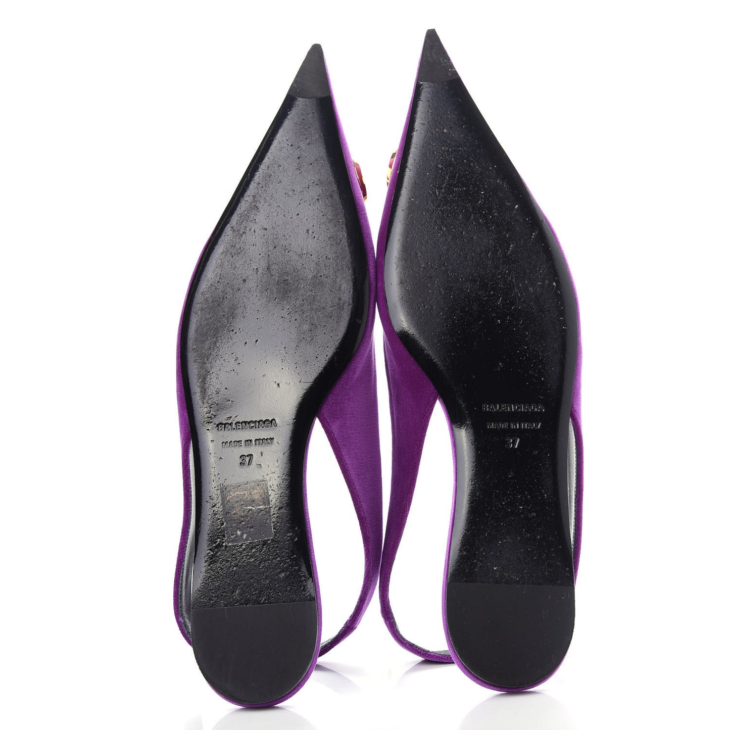 Velvet BB Knife Pointy Toe Slingback Flats 37 Violet Orchidee