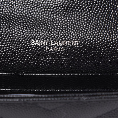 Saint Laurent Grain De Poudre Matelasse Chevron Small Monogram Envelope Wallet Black 6 of 7