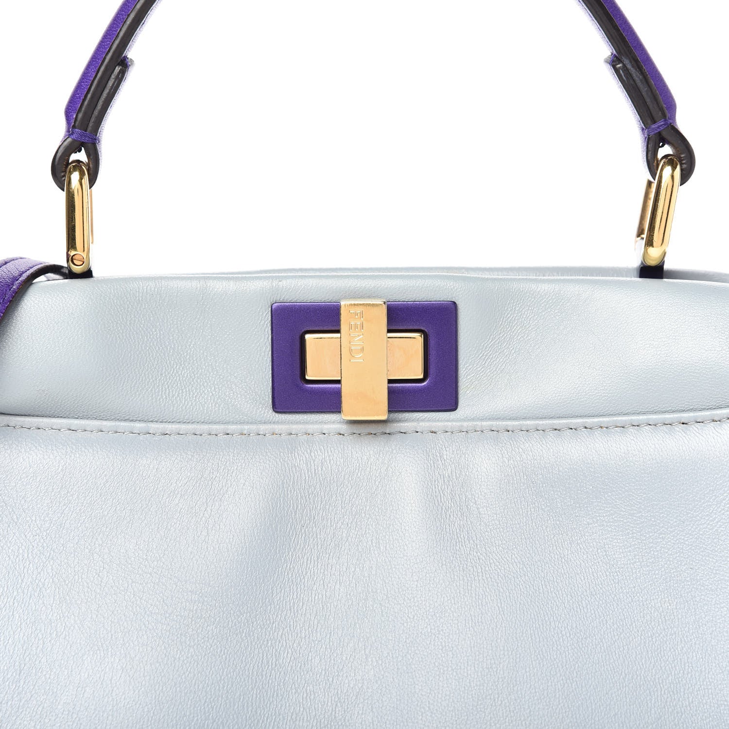 Fendi Nappa Colorblock Mini Peekaboo Iconic Satchel Polvere Purple Rain Ruby 9 of 9