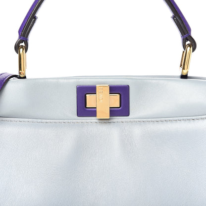 Fendi Nappa Colorblock Mini Peekaboo Iconic Satchel Polvere Purple Rain Ruby 9 of 9