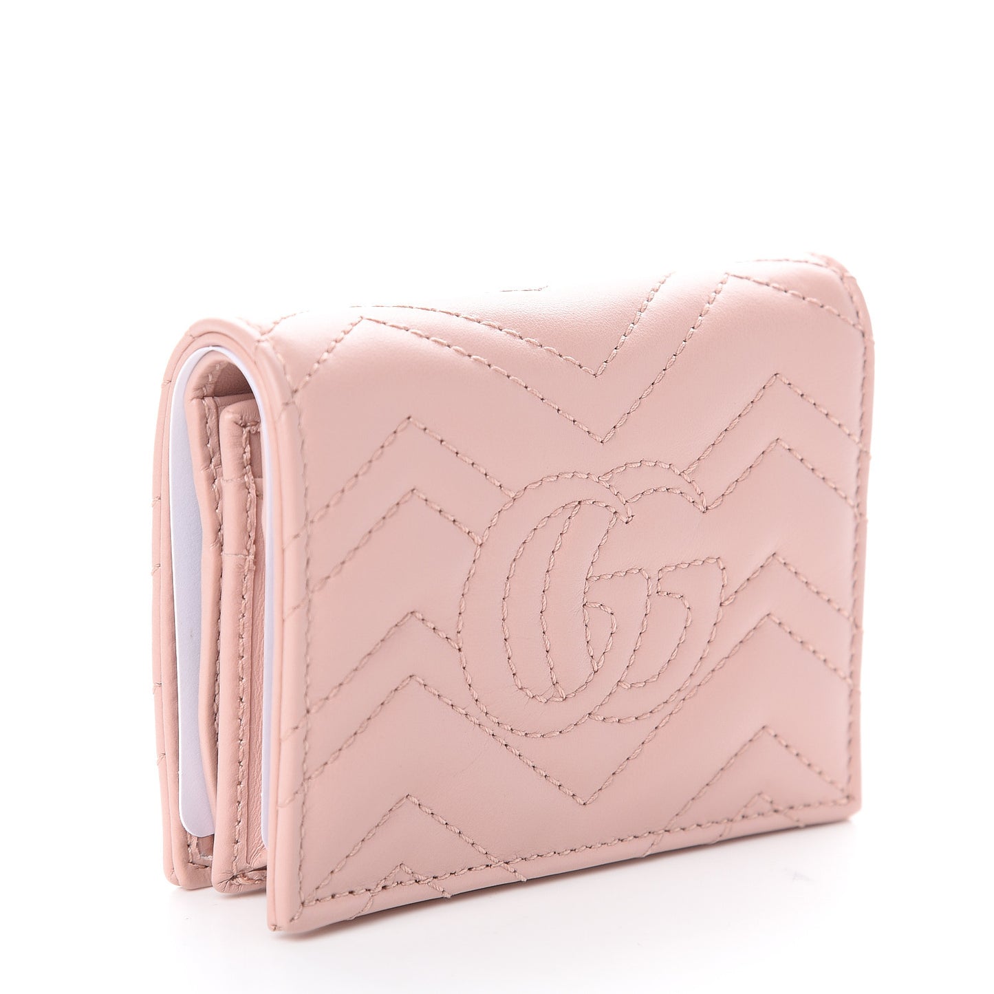 Calfskin Matelasse GG Marmont Card Case Wallet Perfect Pink