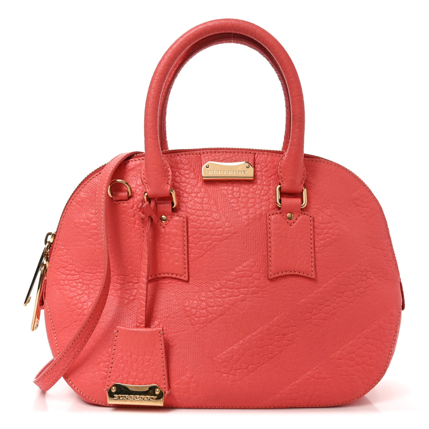 Heritage Grain Check Embossed Small Orchard Bowling Bag Pink