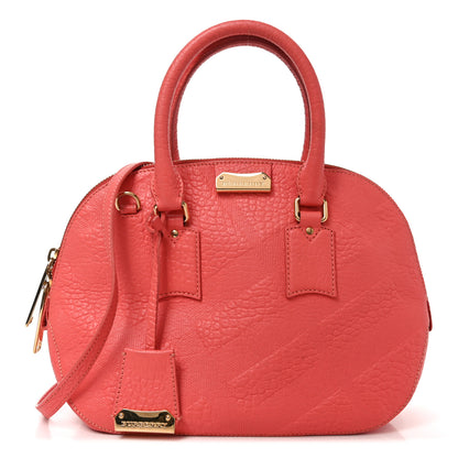 Burberry Heritage Grain Check Embossed Small Orchard Bowling Bag Pink 1 of 9
