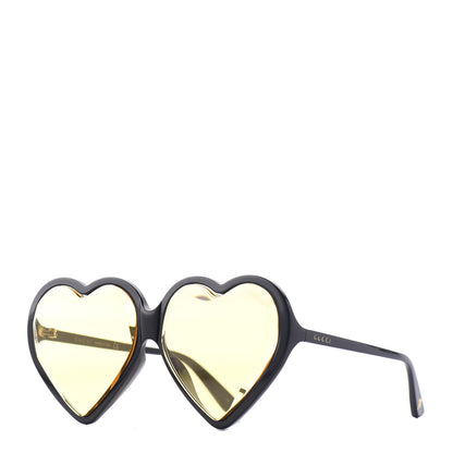 Gucci Hollywood Forever Heart Sunglasses GG0360S Black Yellow 1 of 9
