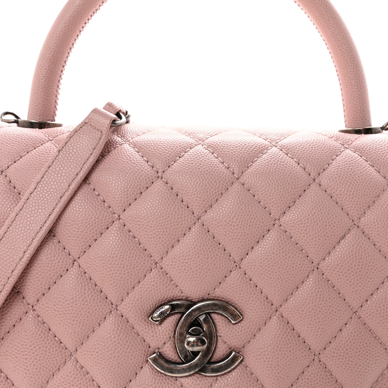 Chanel Caviar Quilted Medium Coco Handle Flap Light Pink 8 of 10