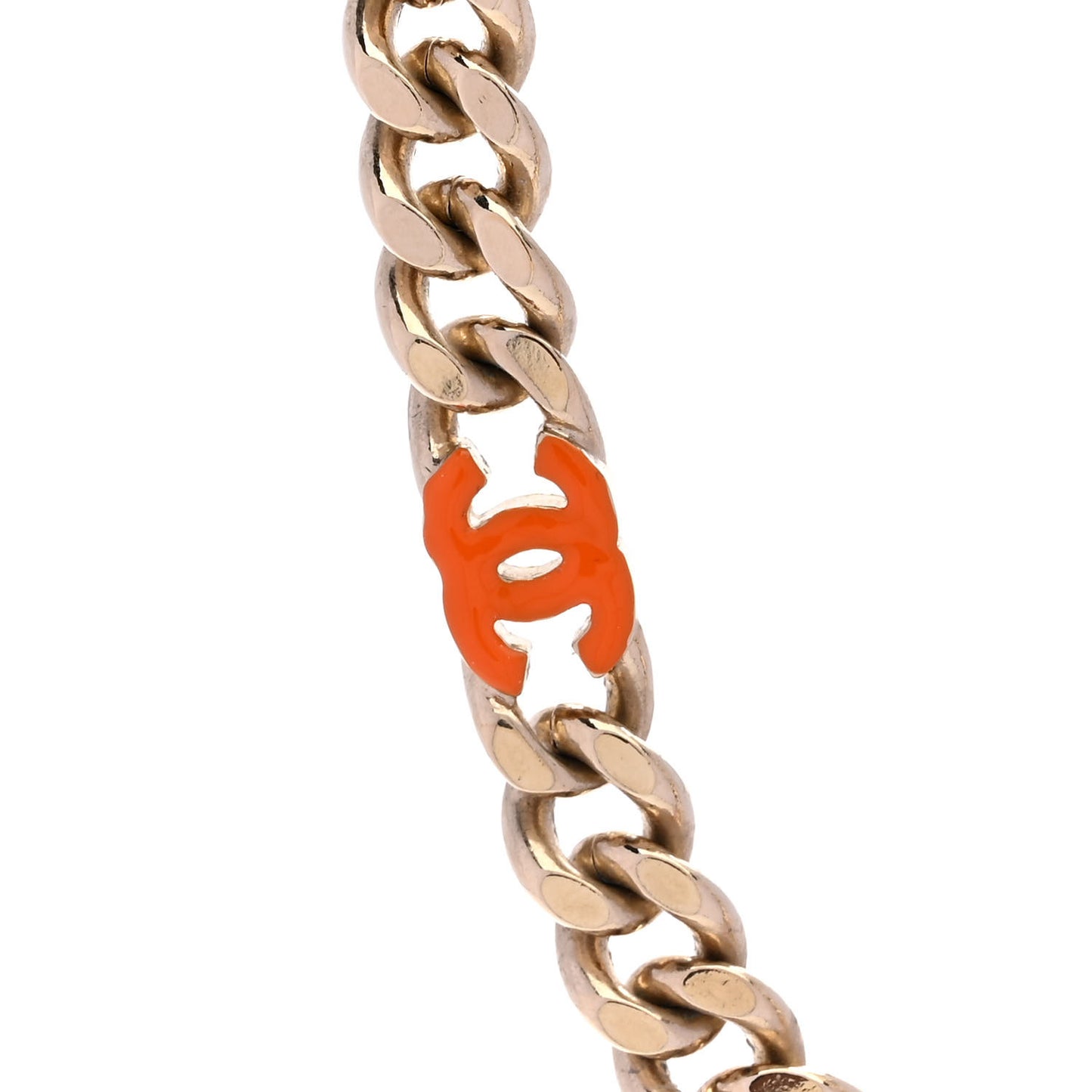 Metal Enamel Chain CC Choker Gold Multicolor