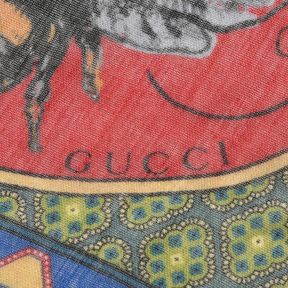 Gucci Cashmere Wool Silk Tiger Card Scarf Multicolor 5 of 5