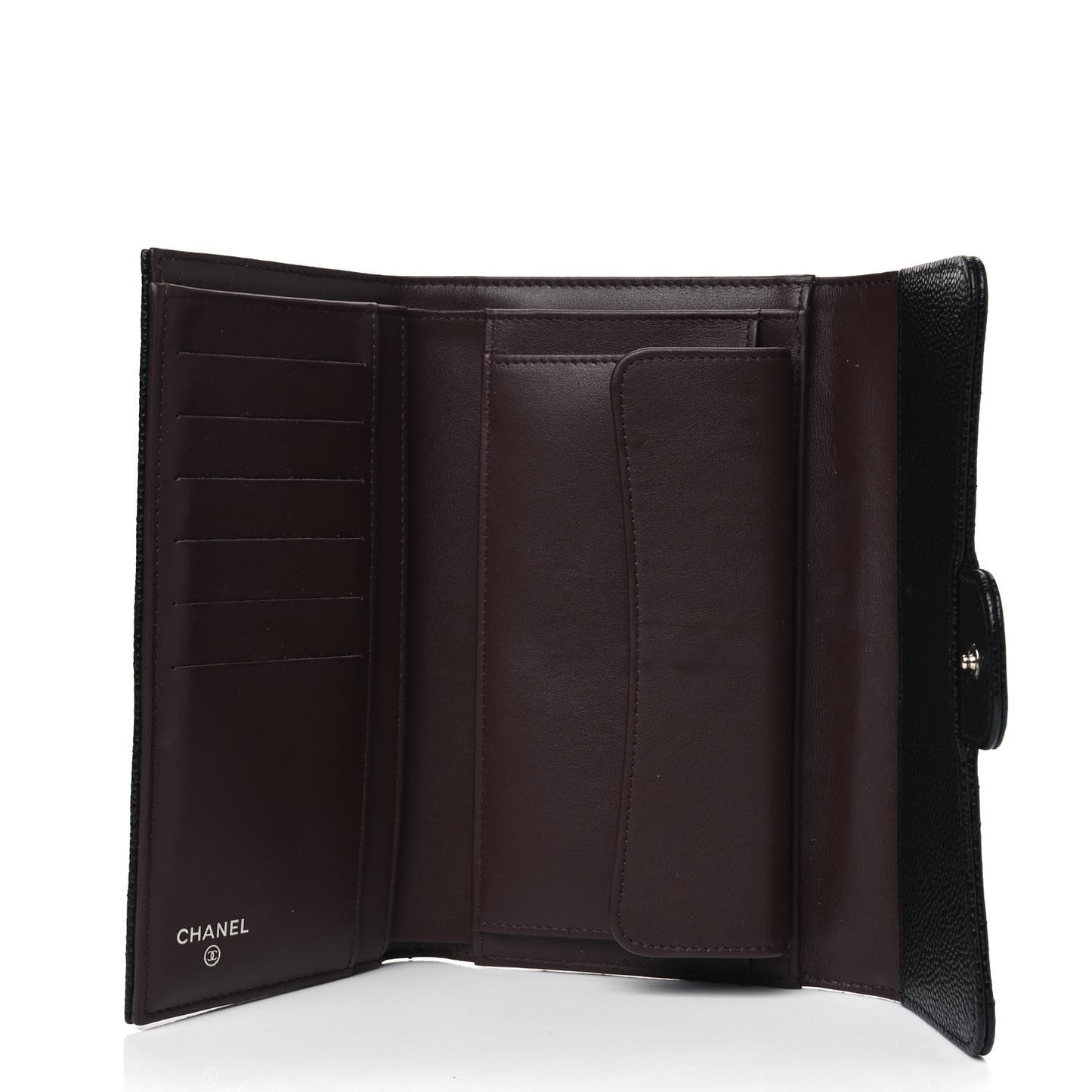 Caviar Quilted Large Flap Wallet Black