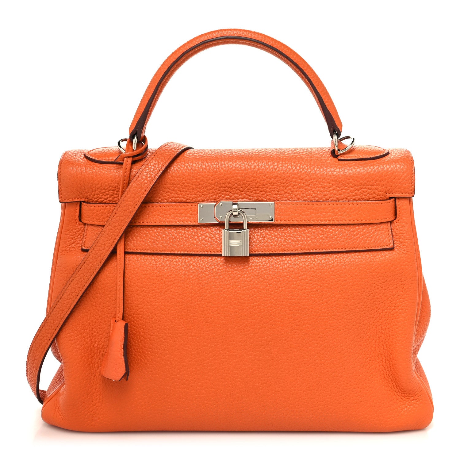Hermes Taurillon Clemence Kelly Retourne 32 Orange 1 of 14
