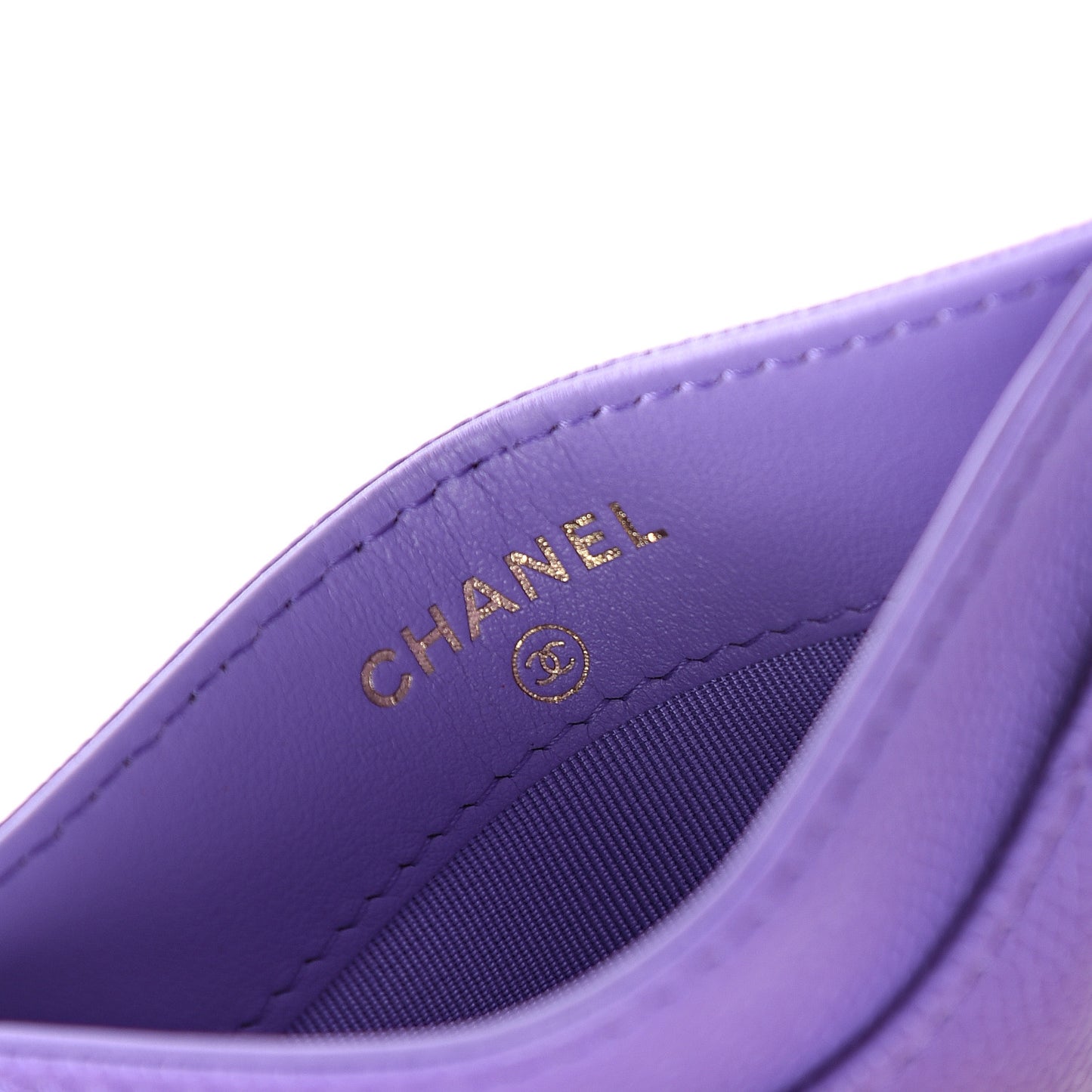 Caviar Quilted Card Holder Purple