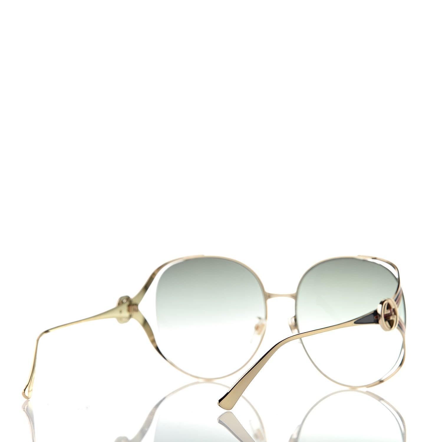 Gucci Metal Oversized Round Frame GG0225S Sunglasses Gold 4 of 8