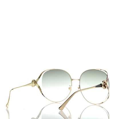 Gucci Metal Oversized Round Frame GG0225S Sunglasses Gold 4 of 8