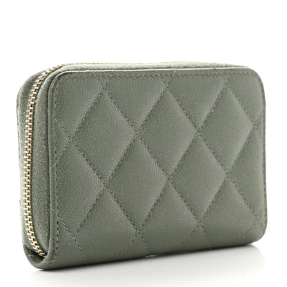 Chanel Iridescent Caviar Quilted Zip Coin Purse Green 3 of 9