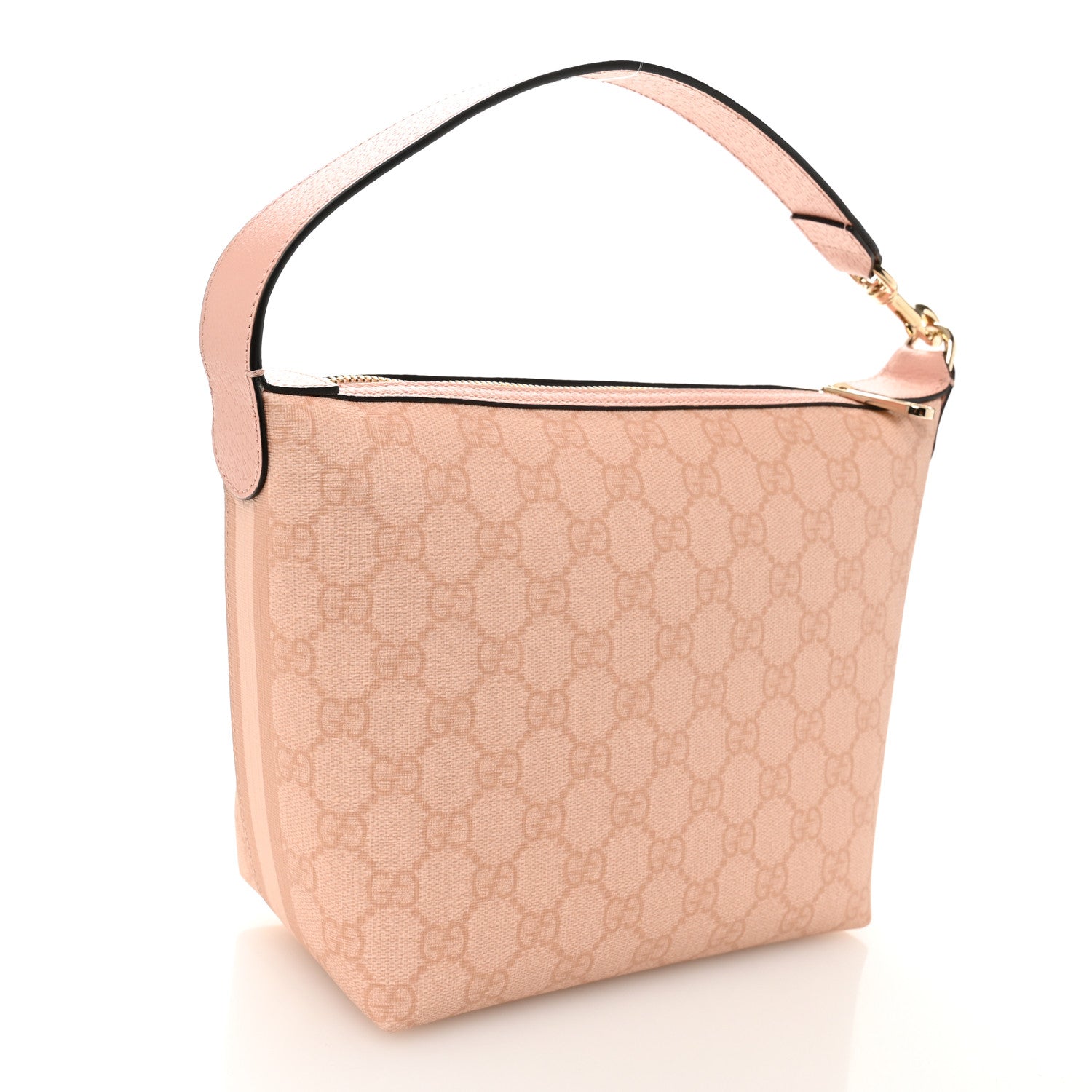 Gucci GG Supreme Monogram Textured Calfskin Web Super Mini Ophidia Shoulder Bag Pink 3 of 10
