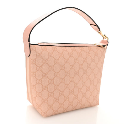 Gucci GG Supreme Monogram Textured Calfskin Web Super Mini Ophidia Shoulder Bag Pink 3 of 10