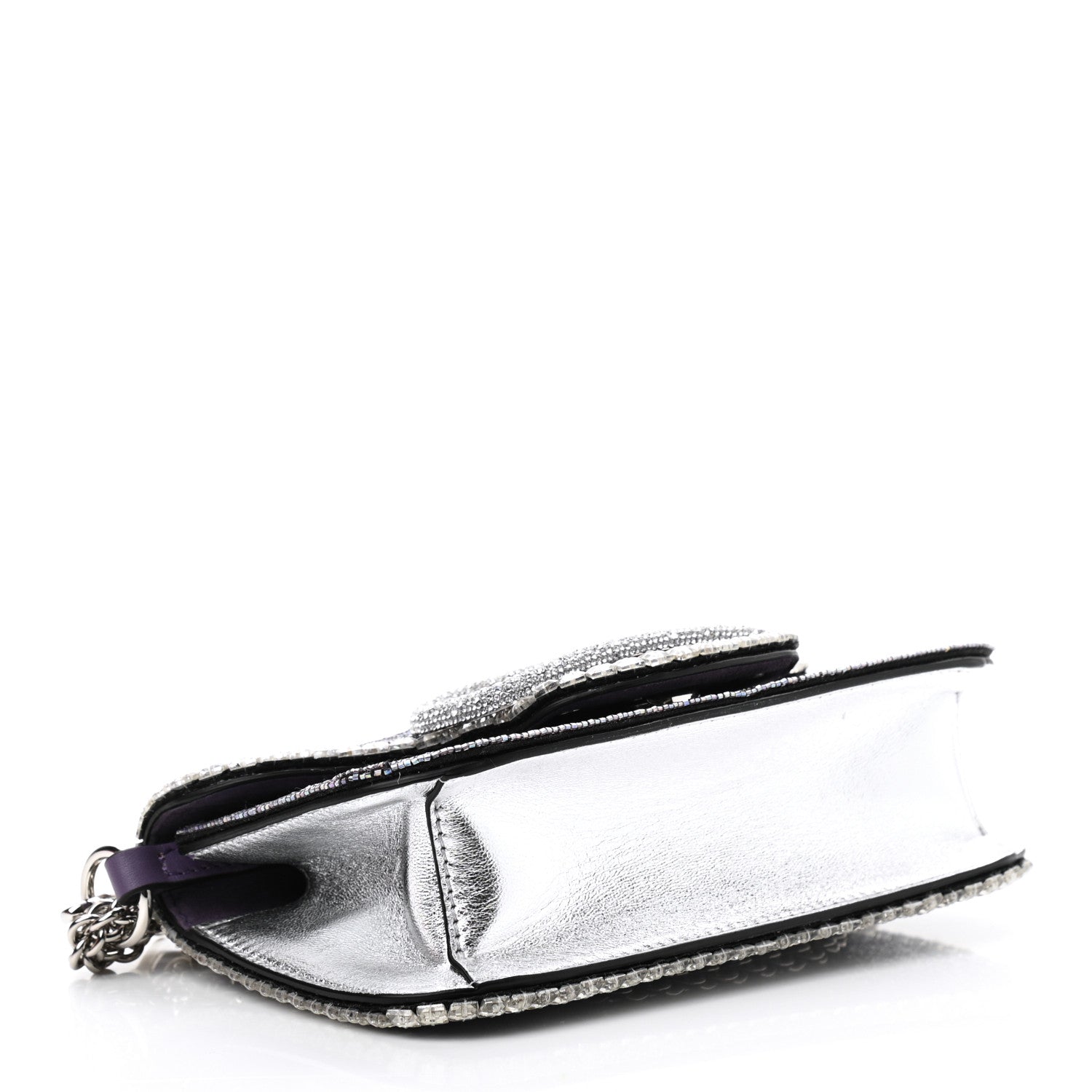 Valentino Garavani Swarovski Crystal Embroidered Vlogo Small Loco Shoulder Bag Crystal Lilac Silver 4 of 12