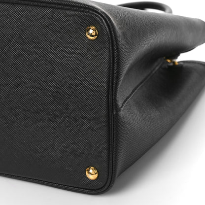 Prada Saffiano Cuir Large Double Bag Black Mughetto 9 of 10