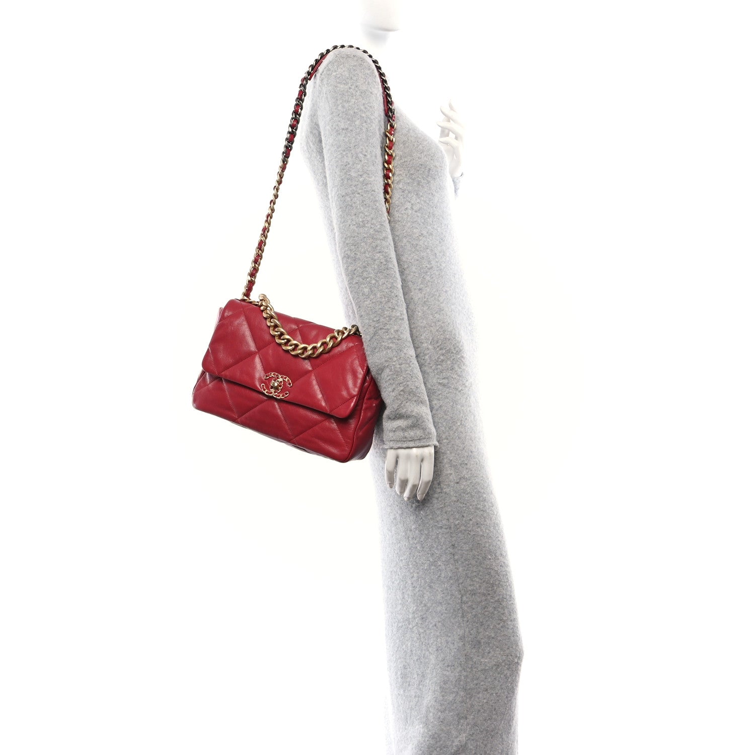 Chanel Goatskin Quilted Large Chanel 19 Flap Red 2 of 10