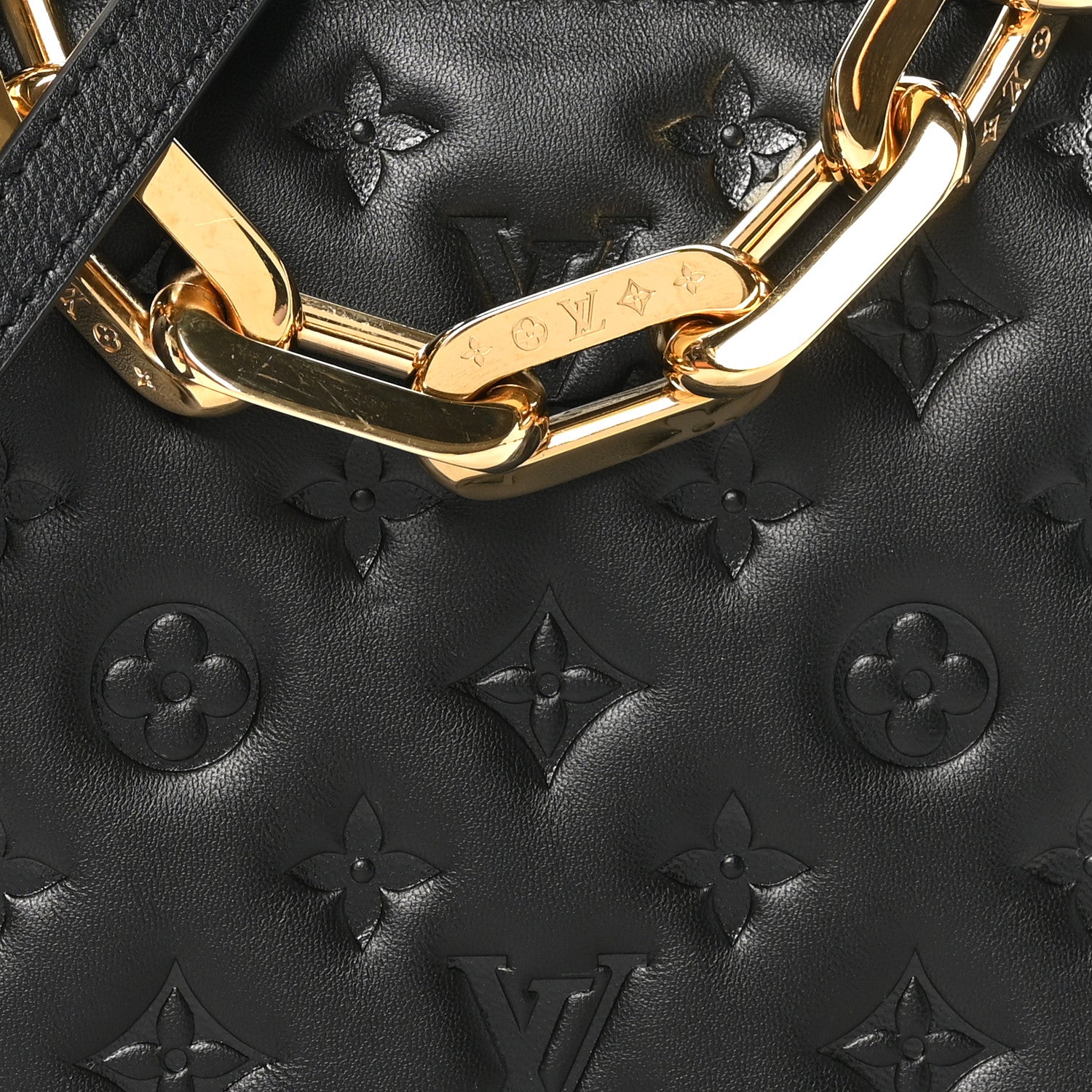 Louis Vuitton Lambskin Embossed Monogram Coussin BB Black 8 of 11