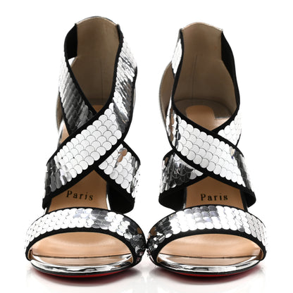 Christian Louboutin Sequin Xili 100 Disco Ball Sandal Pumps 36.5 Silver 2 of 15