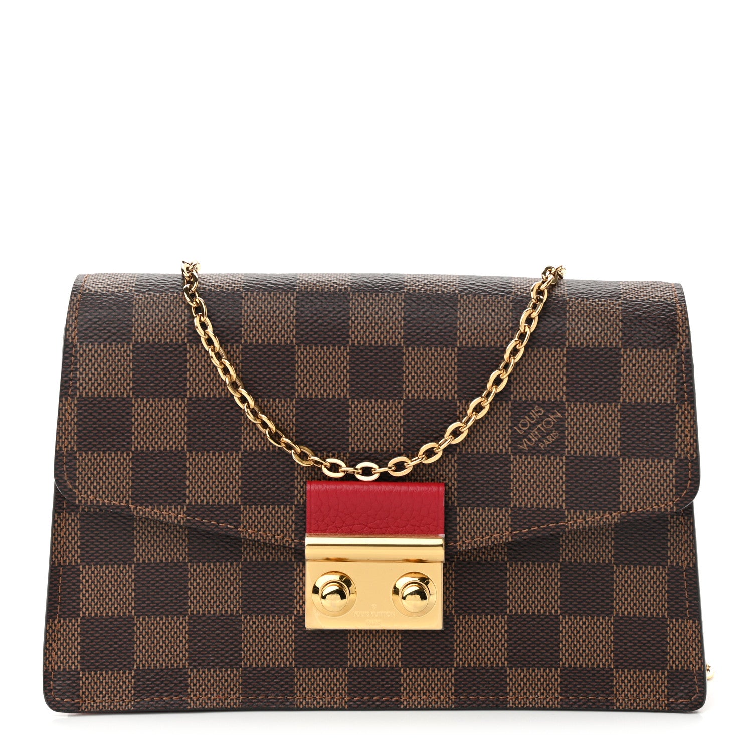 Louis Vuitton Damier Ebene Croisette Chain Wallet Scarlet 1 of 10