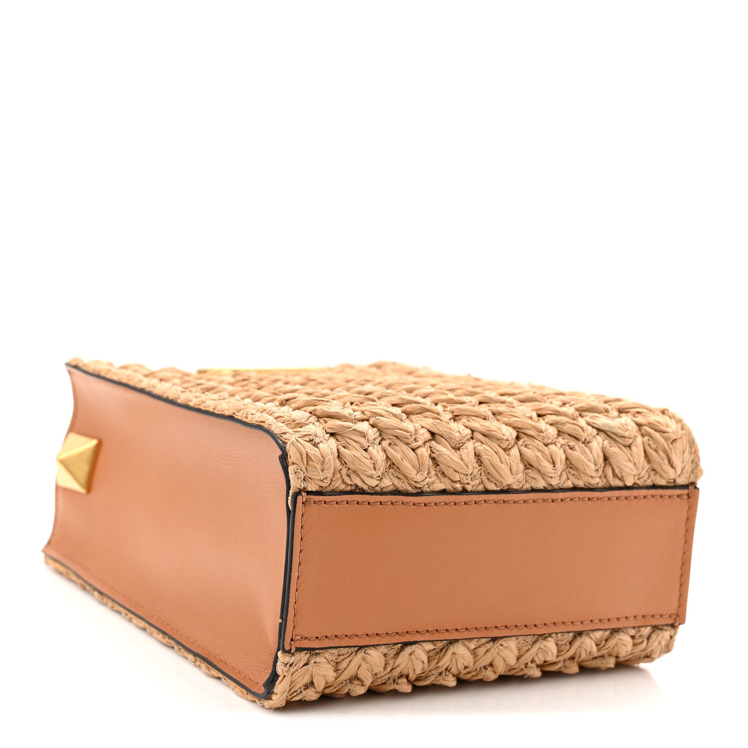 Valentino Garavani Raffia Calfskin Vlogo Top Handle Bag Naturale Light Brown 4 of 10