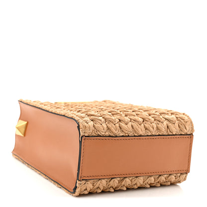 Valentino Garavani Raffia Calfskin Vlogo Top Handle Bag Naturale Light Brown 4 of 10
