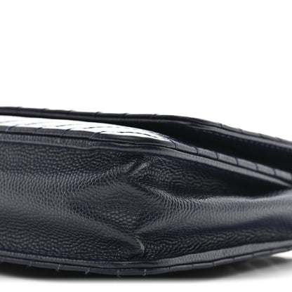 Chanel Caviar Chevron Quilted Wallet On Chain WOC Navy 11 of 12